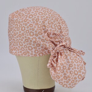 Ponytail Scrub Cap - Pearl Flower Surgical Cap for Women with Satin Lined Option.