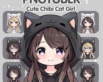 Kawaii Chibi Cat Girl PNGTuber Model - Premade Streaming Avatar