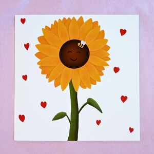 Sonnenblume & Biene - Kunstdruck