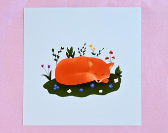 Sleeping Fox - Art Print