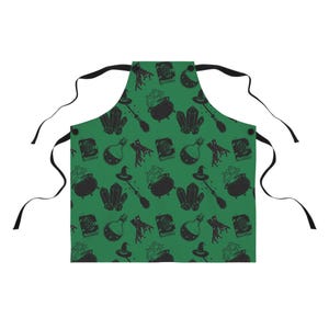 Witchy Apron, Magical Cooking Gift, Halloween Kitchen Gear, Unique Gift for Chefs, Green Witch Apron