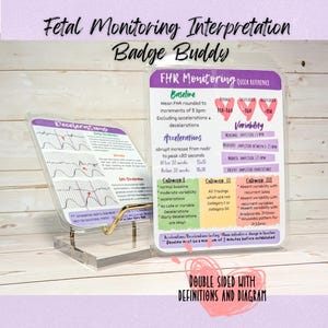 Fetal Monitoring Interpretation Badge Buddy, Labor Nurse Category and Deceleration Reference Card, EFM- Fetal Heart Rate