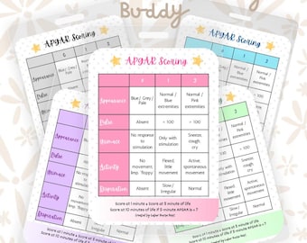 APGAR Score Badge Buddy | Updated NRP Reference Card with Umbilical Cord Gas Values and SpO2 Timing