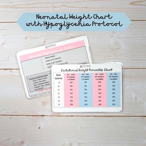 Nurse Badge Buddy: Neonatal Hypoglycemia Protocol and Gestational Weight Chart