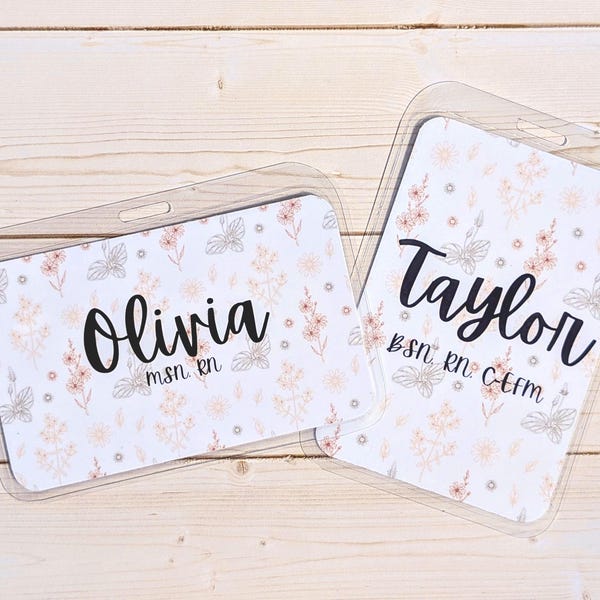 Tarjeta con nombre personalizada / Etiqueta con nombre floral / Accesorio para insignia / Insignia de enfermera de parto / Estudiante de enfermería / Partera / Doula / CNA