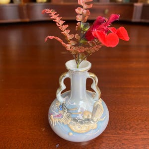 Vintage Miniature Moriage Dragonware Vase / Japanese Luster Porcelain / Made in Japan / Mini Lusterware / Dragon Decor
