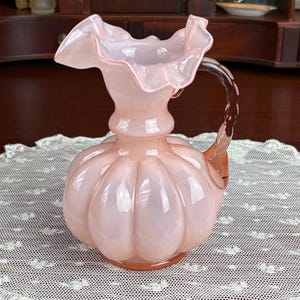Fenton Pink Ruffle Vase and Pitcher - Etsy