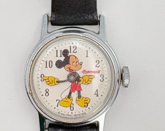 Mickey Mouse Ingersoll Wind Up Watch / Vintage Disney Mechanical Wristwatch / US Time Character Watch / Retro Collectible