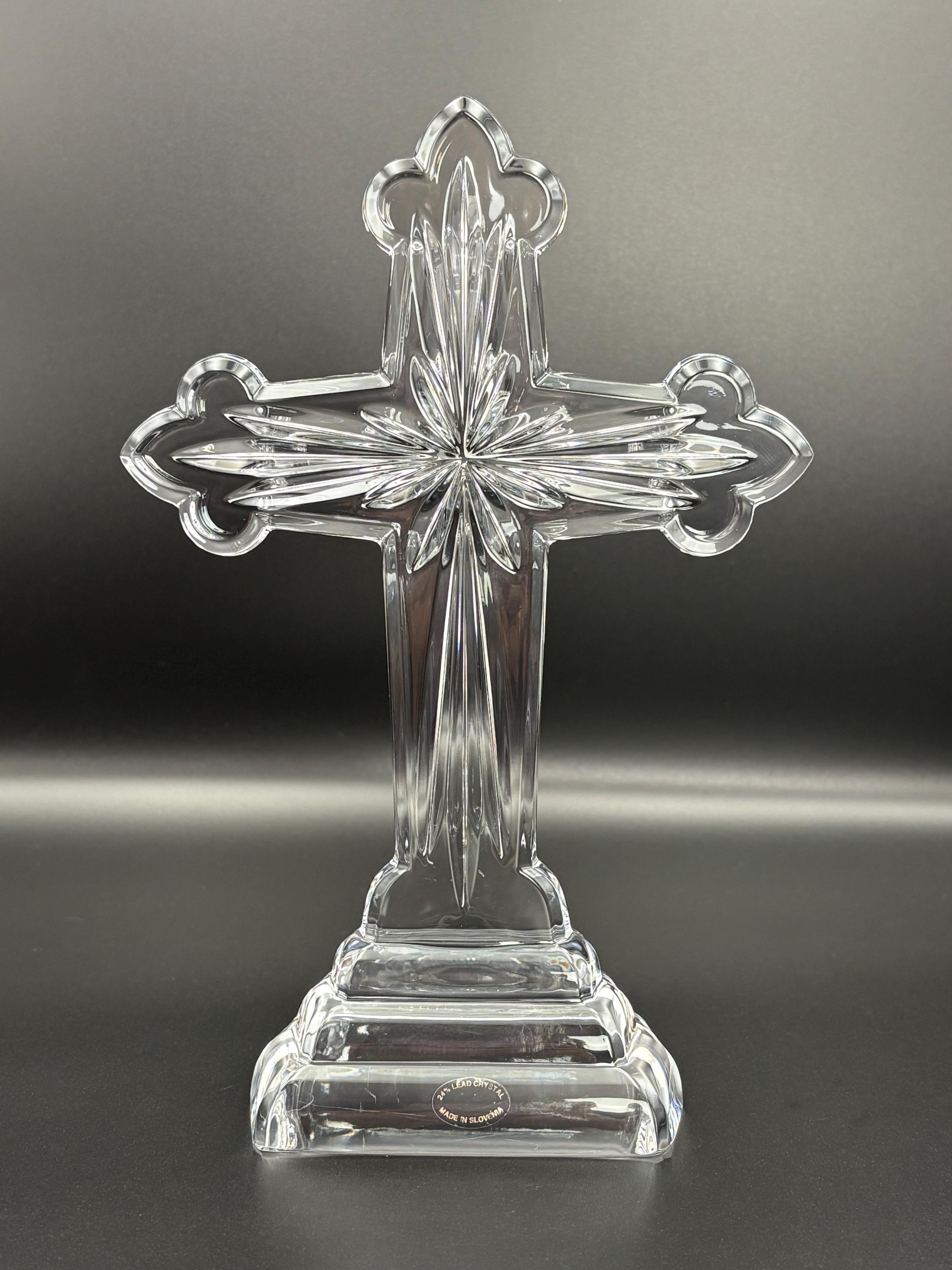 Slovenian 10” Crystal Cross / 24% Lead Crystal / Religious Decor