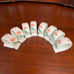 Mikasa Fruit Panorama / Cherry Napkin Rings / Set of 8 / Vintage 1970s Tableware / Pedestal Base