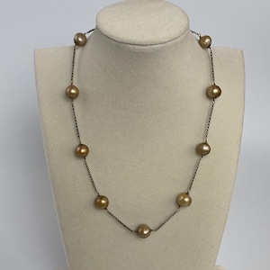 Bronze Freshwater Pearl & Chain Vintage 18”Necklace