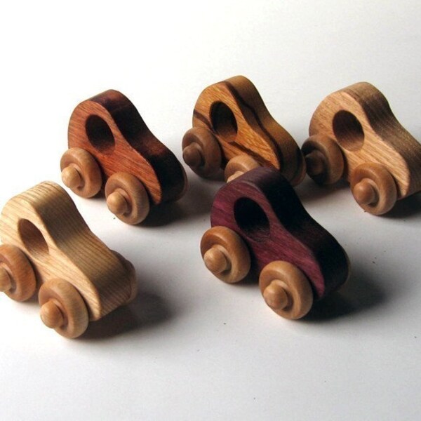 Natural Cars (set of 5) - ash, purpleheart, oak, cherry and marblewood