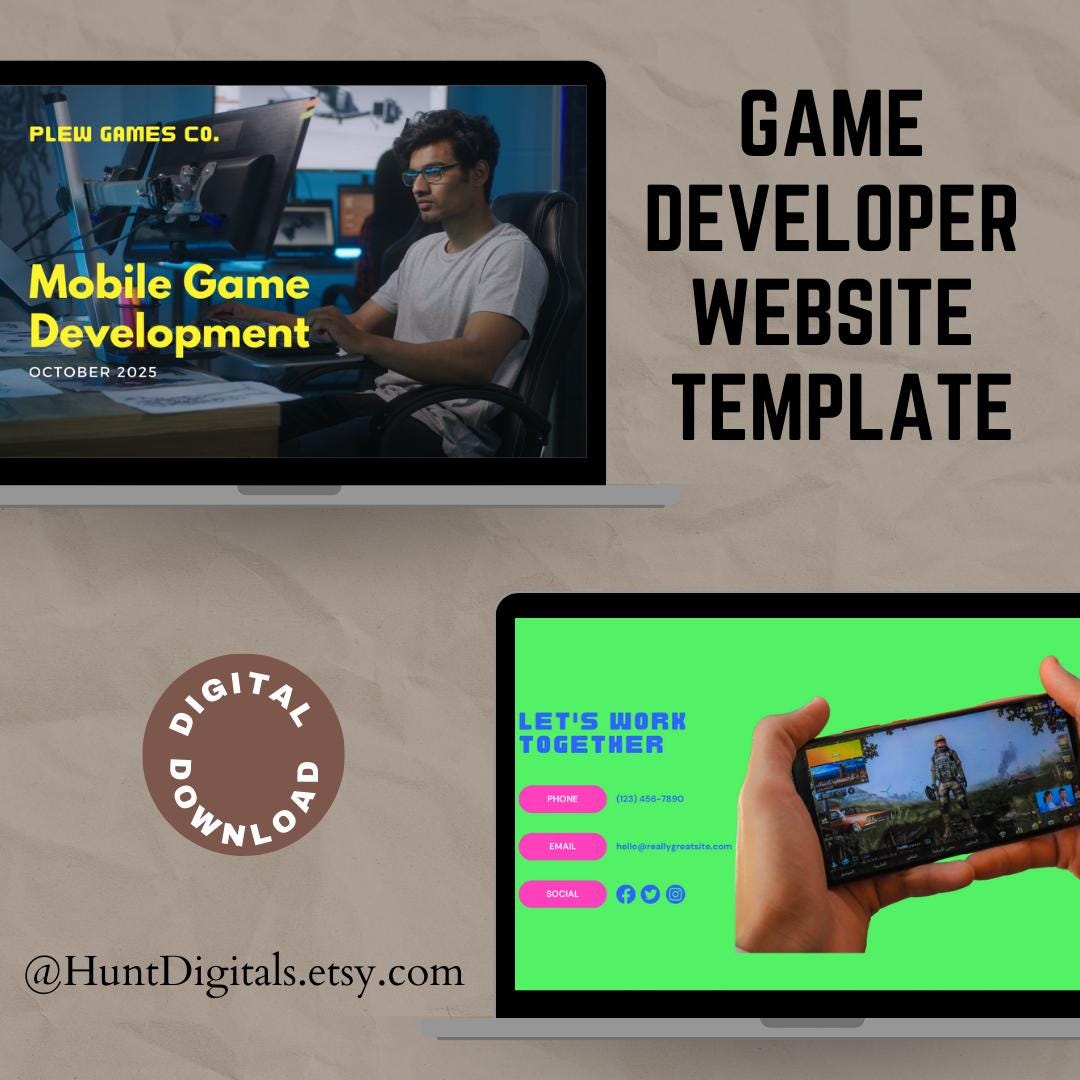 Game Developer Website Template DIY Canva Gamer Website Developer Game ...