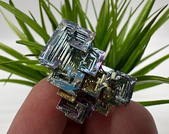 Rainbow Bismuth Crystal Cluster: Lab Grown Specimen, Colourful Home Decor