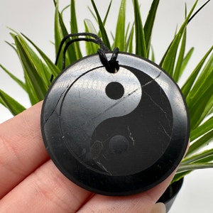 Prawdziwa tarcza SHUNGITE EMF: wisiorek Yin-Yang, kwiat życia, ochrona przed elektrosmogiem, 5G, WiFi, wisiorek szungitowy, elitarny szungit, uzdrawianie