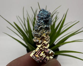 Rainbow Bismuth Crystal Cluster: Lab Grown Specimen, Colourful Home Decor