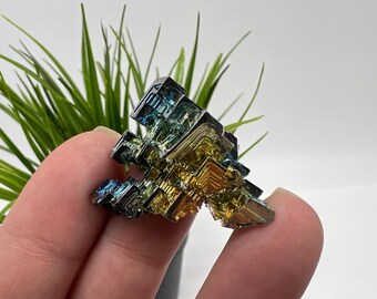 Rainbow Bismuth Crystal Cluster: Lab Grown Specimen, Colourful Home Decor
