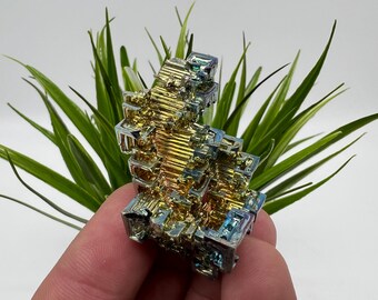 Rainbow Bismuth Cluster: Lab Grown Crystal Specimen, Colourful Home Decor