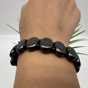Shungite Bean Bracelet,16BEADS EMF Protection,Natural Shungite,Beaded bracelet,Gemstone Bracelet,Round Gemstone Bracelet,For Girls,shungite