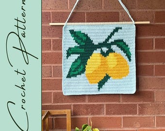 Lemons Wall Hanging | Crochet Pattern | Fruit Series | Wall Decor | Tapestry Crochet | Instant Download | PDF