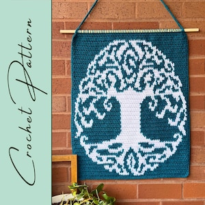Celtic Tree Wall Hanging | Crochet Pattern | Wall Decor | Tapestry Crochet | Instant Download | PDF