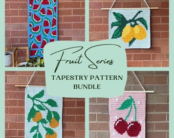 Fruit Series Wall Hanging Bundle | Crochet Pattern | Wall Decor | Tapestry Crochet | Instant Download | PDF