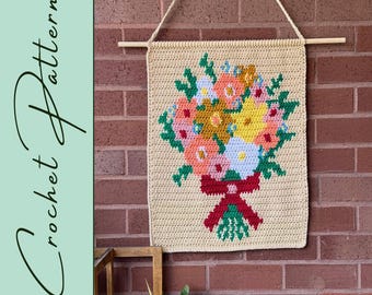 Fresh Bouquet Wall Hanging | Crochet Pattern | Wall Decor | Tapestry Crochet | Instant Download | PDF