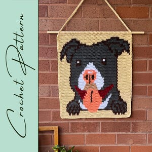 Pitbull Wall Hanging | Crochet Pattern | Wall Decor | Tapestry Crochet | Instant Download | PDF