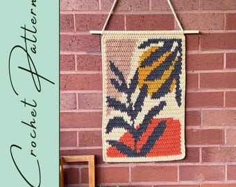 Golden Bloom Wall Hanging | Crochet Pattern | Boho Botanicals | Wall Decor | Tapestry Crochet | Instant Download | PDF