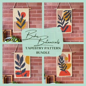 Boho Botanicals Wandbehang Bündel | Häkelanleitung | Wanddekoration | Gobelin häkeln | Sofortdownload | PDF-Datei