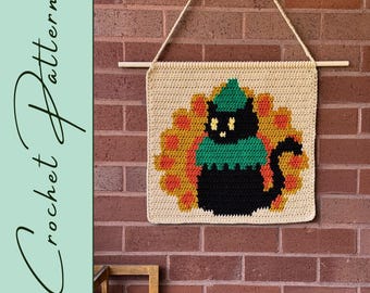 Thanksgiving Kitty Wall Hanging | Crochet Pattern | Holiday Series | Wall Decor | Tapestry Crochet | Instant Download | PDF