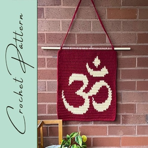 Patrón de crochet para tapiz Ohm / Serie de yoga / Decoración de pared / Tapiz de crochet / Descarga instantánea / PDF