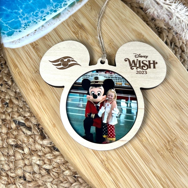 Adorno de marco de fotos con cabeza de Mickey de Disney Cruise