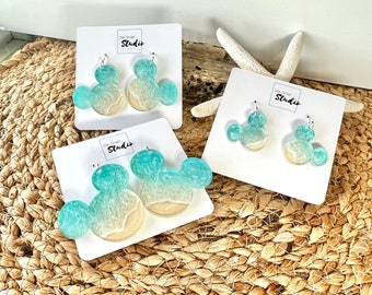 Beachy Mickey Mouse Earrings, Disney Cruise, Aulani Jewelry, DCL Cruise Earrings, Castaway Cay, Disney Vacation, Gift for Disney Fan