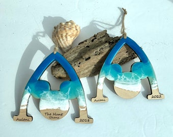 Aulani Arch Ornament • Aulani Resort Wedding Favors • Custom Engraved Aloha Gift • Aulani earrings • Ohana •