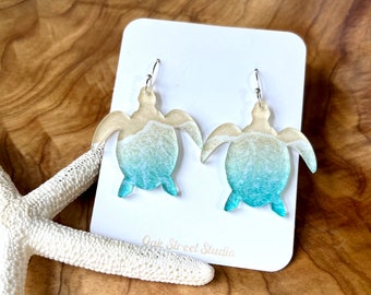 Cute Sea Turtle Earrings • Turtle Earrings • Save the Turtles • Beach Earrings • Wedding Jewelry • Vacation Vibes • Hawaii Vacation • Huno •