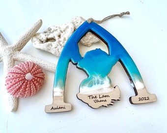 Personalized Aulani Arch Ornament Featuring Stitch • Aulani Souvenir • Engraved Beach Ornament •