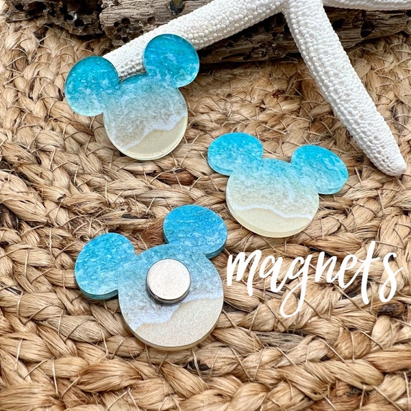 Beachy Mickey Mouse Magnets, Disney Cruise Magnets, Aulani Vacation, DCL, Castaway Cay, Disney Vacation, Gift for Disney Fan, Fish Extender