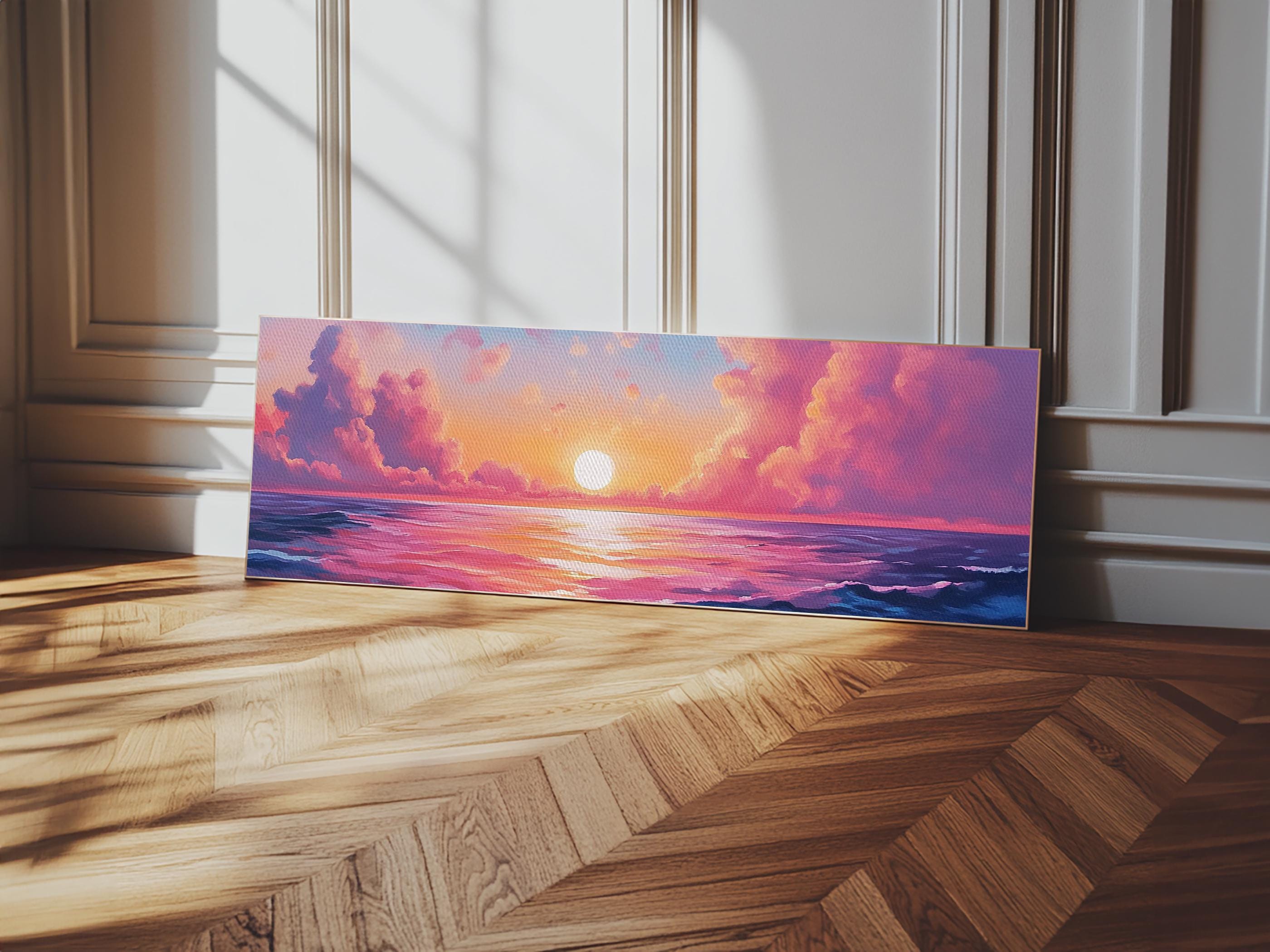 Pink Sunset Ocean Canvas Print: Coastal Seascape Wall Art - Etsy