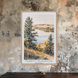 Merritt Reservoir Nebraska Canvas Print: Vintage Style Travel Poster