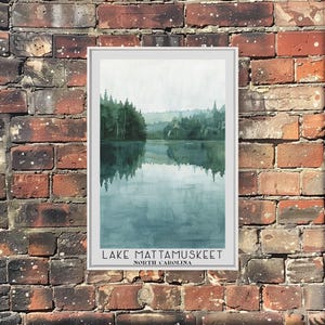 Lake Mattamuskeet North Carolina Framed Canvas Print: Watercolor Landscape Art