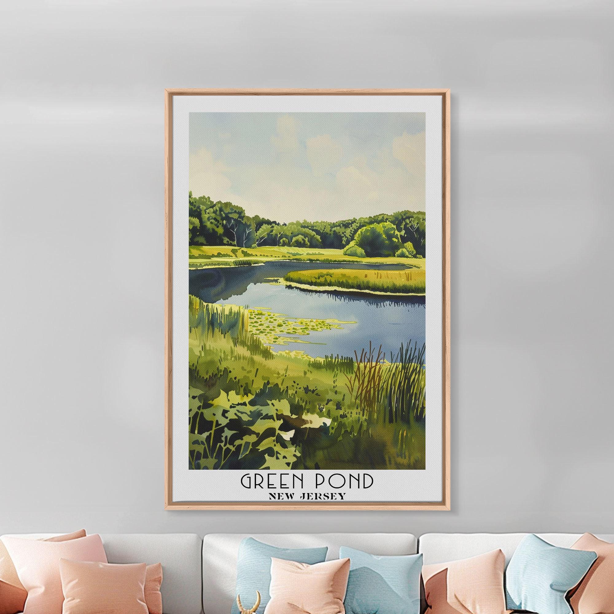 Green Pond New Jersey Canvas Print: Serene Watercolor Landscape - Etsy