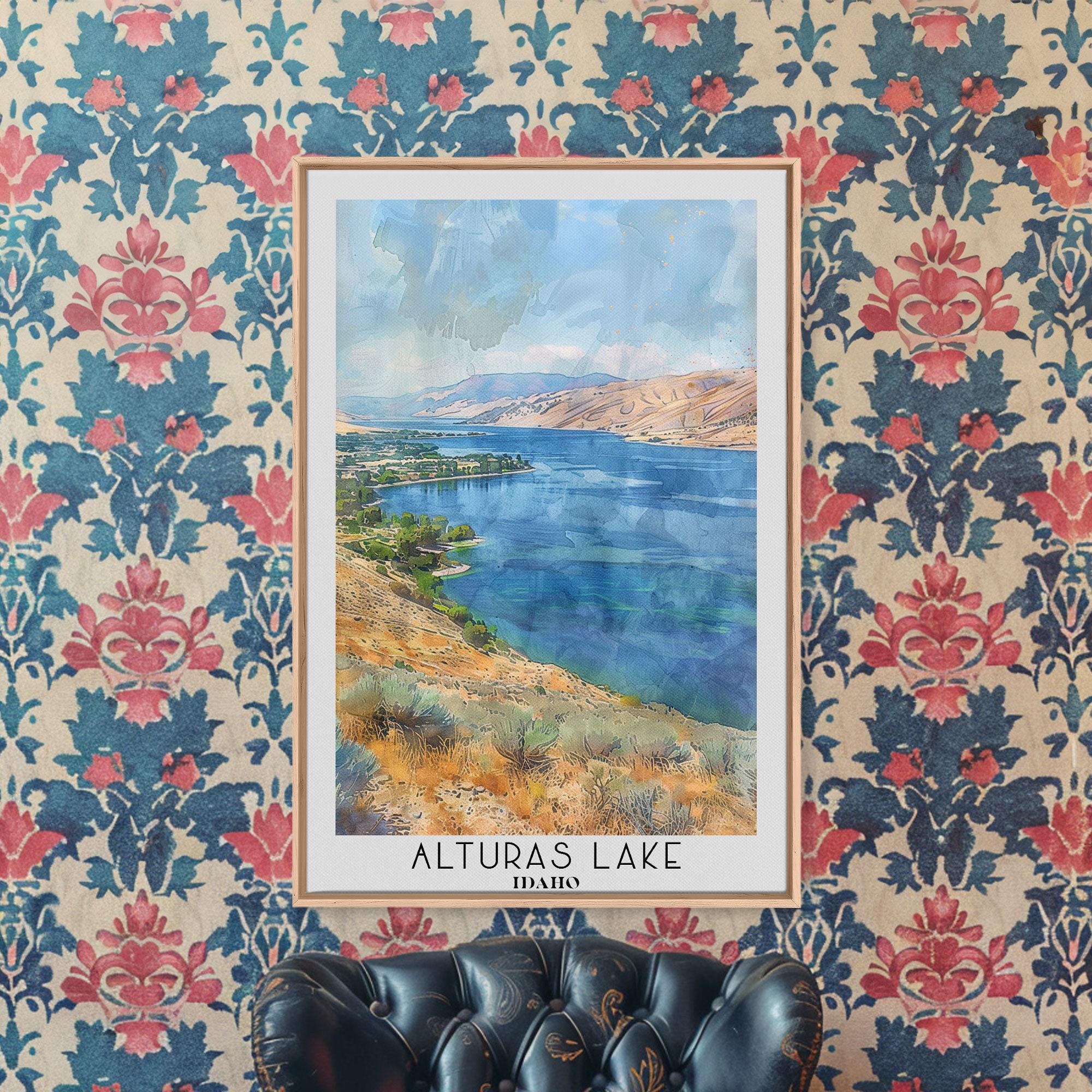 Alturas Lake Idaho Framed Canvas Print: Watercolor Landscape Art - Etsy