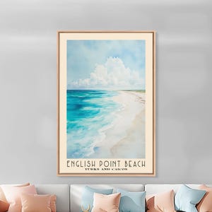 English Point Beach, Turks and Caicos Watercolor Print, Vacation Gift, Wall Art, Vacation Wall Art, Beach Decor, Beach Or Lakehouse Art