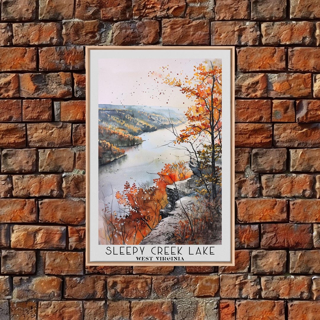 Sleepy Creek Lake West Virginia Travel Poster Framed Canvas Print ...