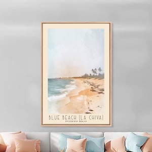 Blue Beach (La Chiva), Puerto Rico Watercolor Print, Vacation Gift, Wall Art, Beach Painting, Beach Decor, Beach Or Lakehouse Art
