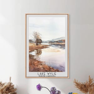 Lake Wylie Watercolor Canvas Print: Vintage Travel Poster Wall Art