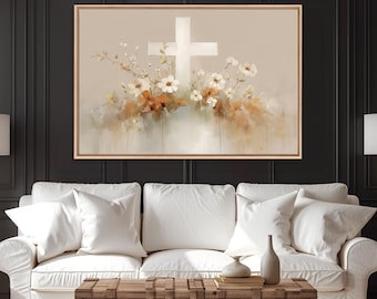 Blooming Grace - Framed Canvas Print - Christian Wall Art - Christian Art Canvas - Minimalist Christian Art - Christian Art Gift - Subtle C