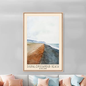 Iceland Beach Watercolor Print: Djúpalónssandur Coastal Wall Art