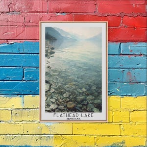 Flathead Lake Montana Canvas Print: Watercolor Landscape Art